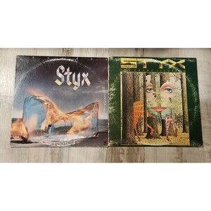 Styx Vinyl LP Lot Of 2: Equinox 1976 The Grand Illusion 1977 W Poster 1st Press